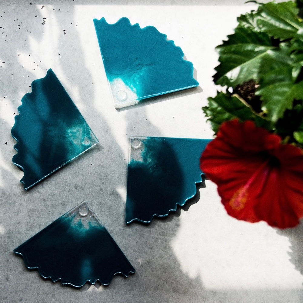 Resin Epoxy Teal Turquoise Aqua Coasters